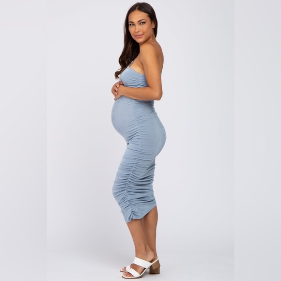 Pinkblush ruched bodycon one shoulder asymmetrical midi dress nwot - Picture 2 of 5